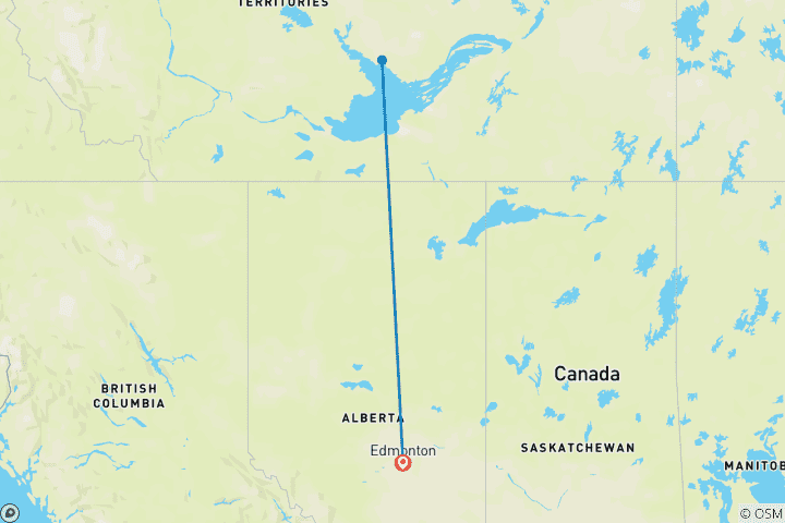 Map of Yellowknife and the Northern Lights from Edmonton