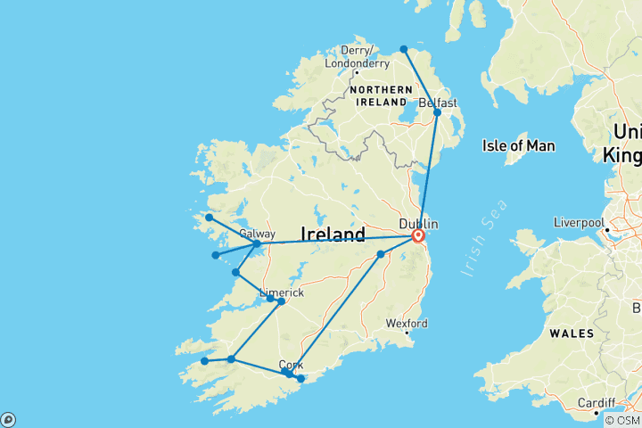 Map of All-Ireland Tour Plus