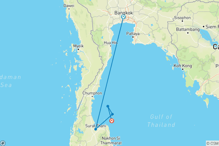 Carte du circuit Circuit de découverte des îles de l'Est thaïlandais (à partir de février 2025, 9 jours)