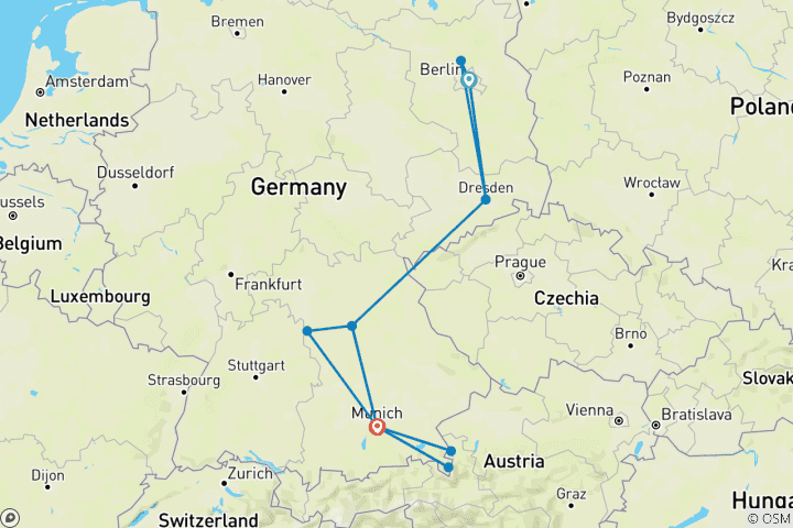 Map of Adventurous 10 Days Trip To Germany