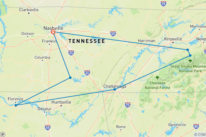 Map of Mountains, Moonshine & Music City