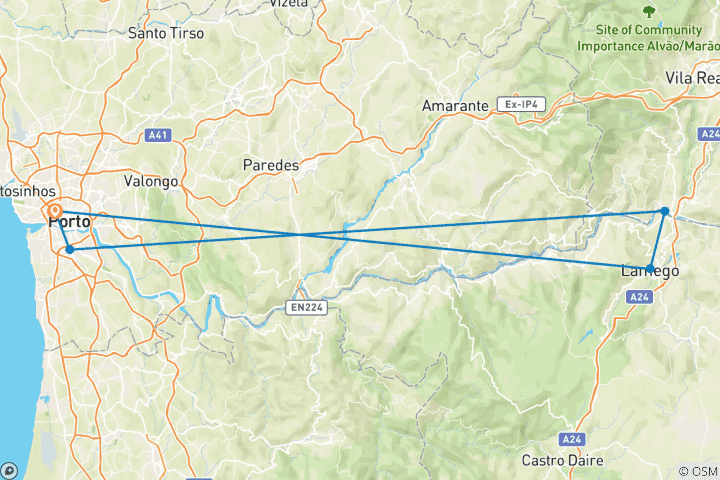 Carte du circuit Le meilleur de Porto avec une croisière de luxe sur le Douro - 5 nuits