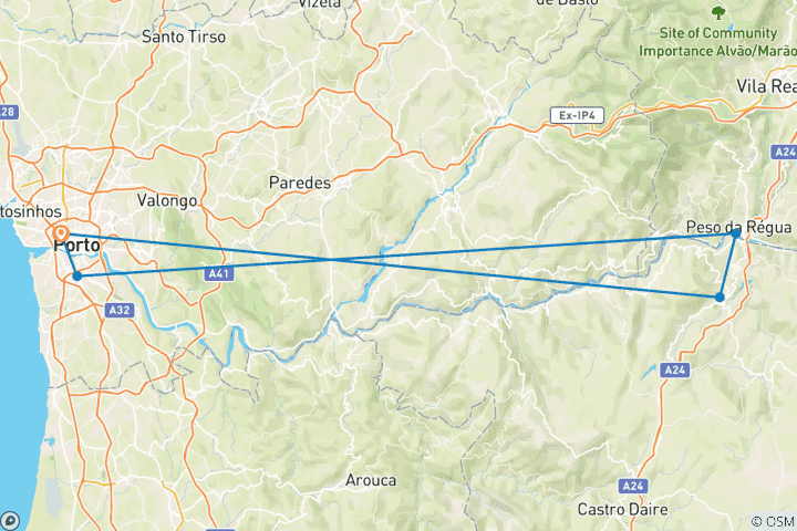 Carte du circuit Le meilleur de Porto avec une croisière de luxe sur le Douro - 5 nuits