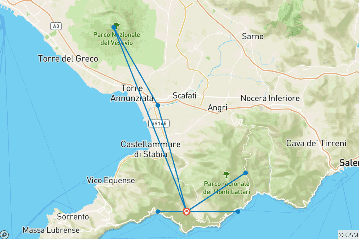 Carte du circuit Marcher sur la côte amalfitaine (10 destinations)