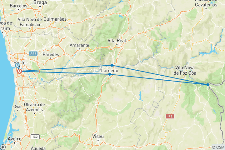 Carte du circuit Le meilleur de Porto avec une croisière de luxe sur le Douro - 6 nuits