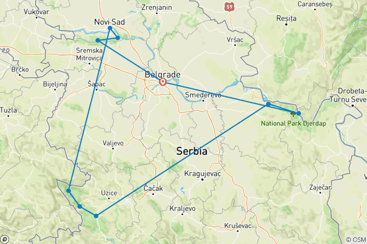 Carte du circuit Principales attractions de la Serbie en 7 jours