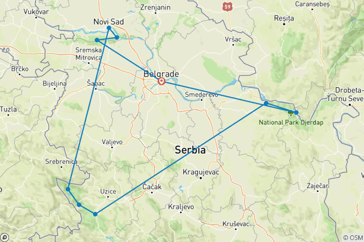 Map of Serbia Top attractions in 7 days