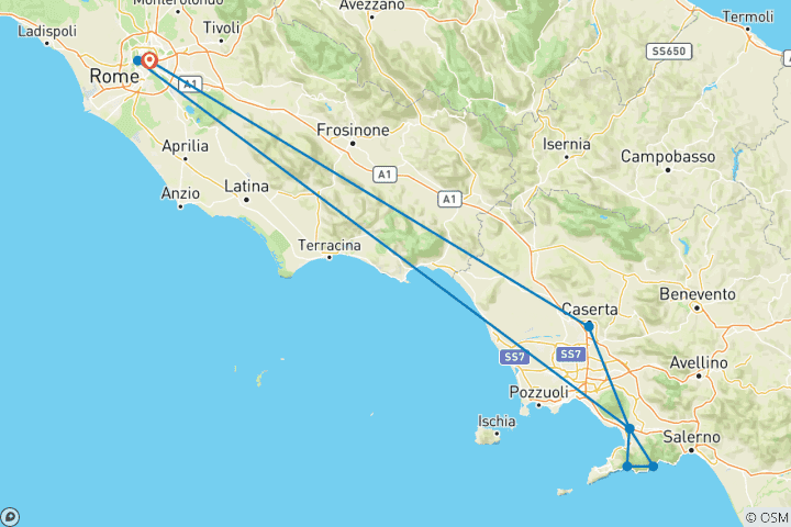 Carte du circuit Voyage en Italie du Sud - 8 jours (petit groupe)