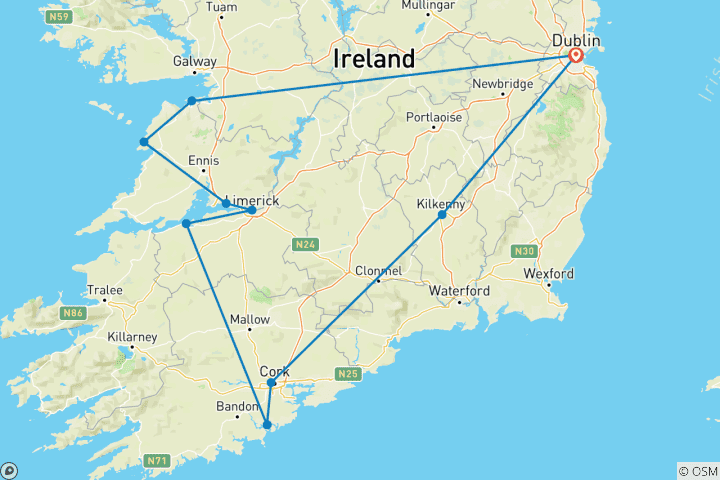 Mapa de Indulgencia culinaria | 8 días en coche | Irlanda