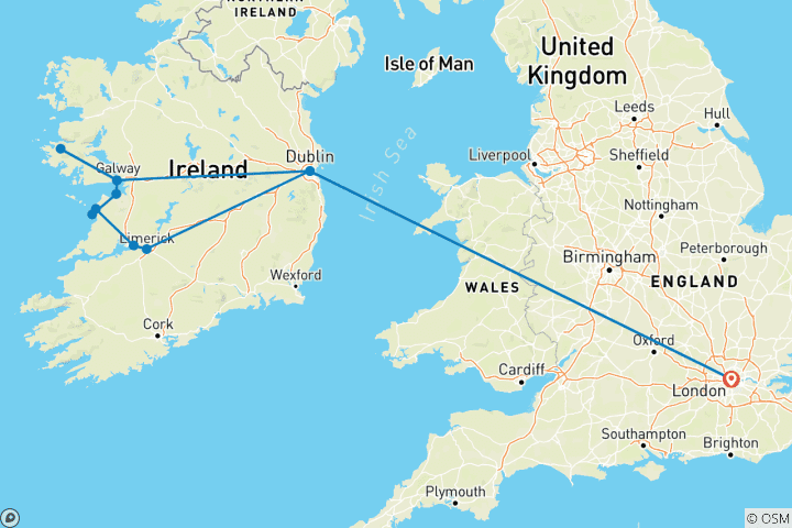 Map of London - Dublin & The West Coast Explorer