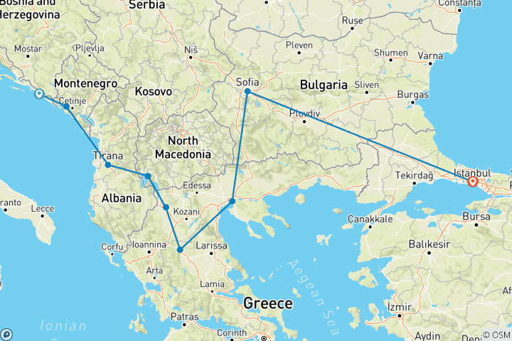 Map of Dubrovnik to Istanbul Trip From Kotor Bay to Istanbul Grand Voyage Flight Included