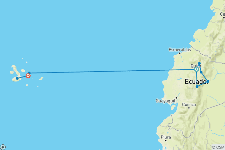 Carte du circuit Le meilleur de l'Équateur et des îles Galápagos