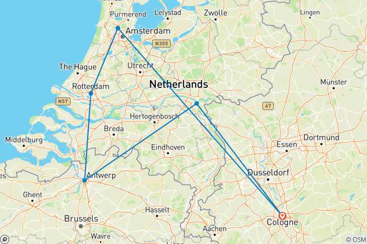 Karte von Nord/Süd Holland und Belgien