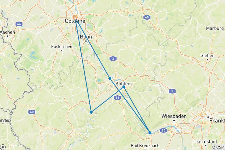 Carte du circuit Weihnachtszauber entlang des Rhein und der Mosel