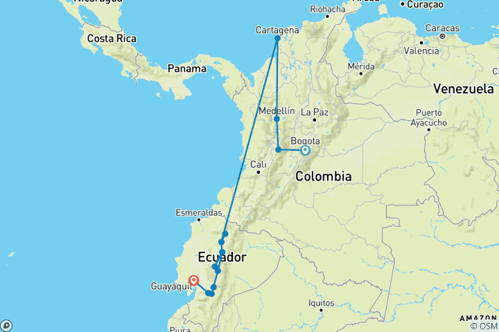 Map of Colombia - Ecuador