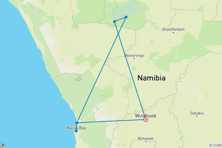 Map of 6 Day Etosha & Skeleton Coast Experience * DEPARTING THURSDAYS