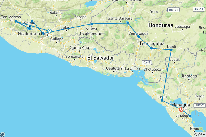 Karte von Kreuz & Quer durch Mittelamerika