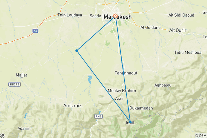 Map of Family Trip to Morocco: Marrakesh, Imlil & Agafay