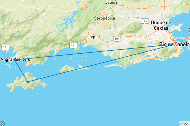 Map of Rio +Angra and Ilha Grande day tour (5 Days)