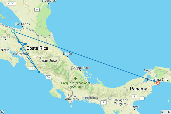 Map of Treasures of Costa Rica and Panama