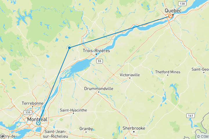 Carte du circuit Escapade hivernale au Québec : Villes et nature