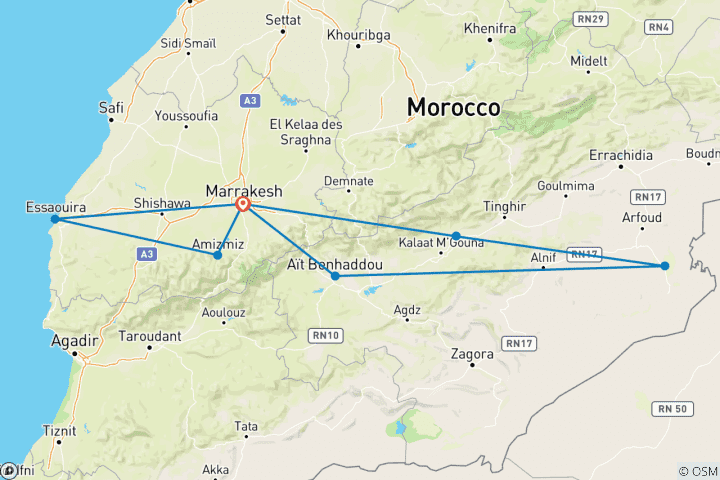 Map of Moroccan Adventure, Culture & Relaxation