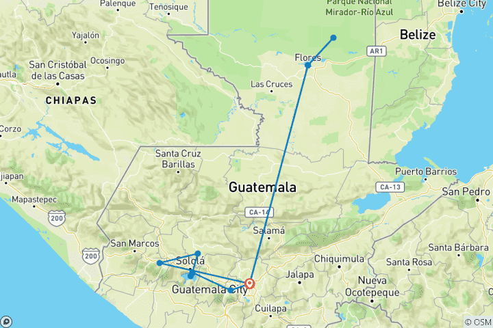 Carte du circuit Points forts du Guatemala