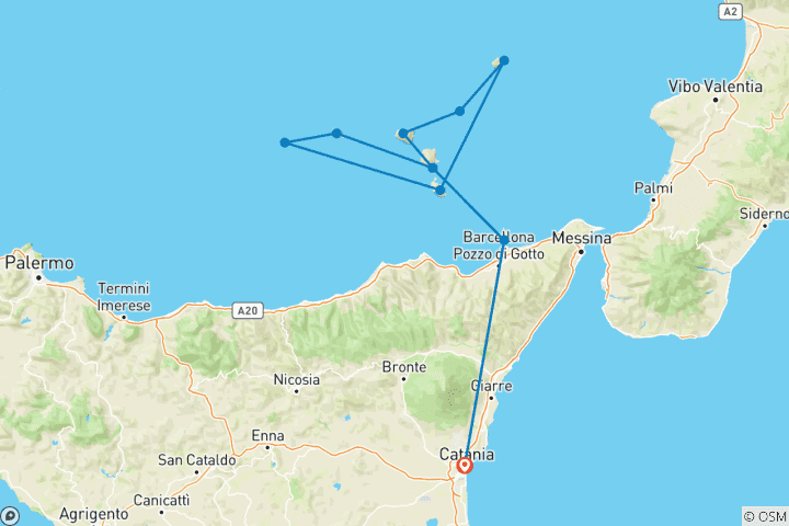 Mapa de Circuito a las islas Eolias: Las 7 perlas de Sicilia