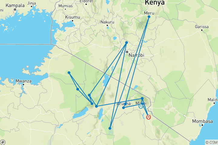 Map of Photographic Safari Expeditions (December to March)