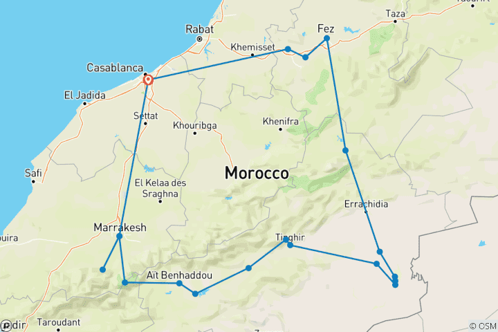 Map of Immerse in Culture: A Grand Tour of Morocco's Cities, Sahara Desert, and Atlas"