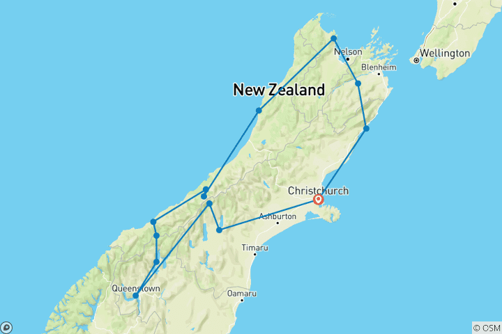 Carte du circuit Nouvelle-Zélande Vanlife : South Island & Roadtrip Adventure