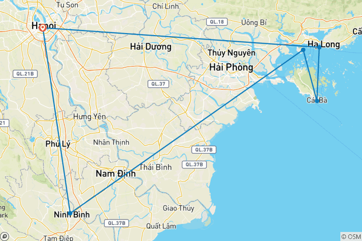 Map of North Vietnam Bucket List: Streetfood, City Life & Natural Wonders