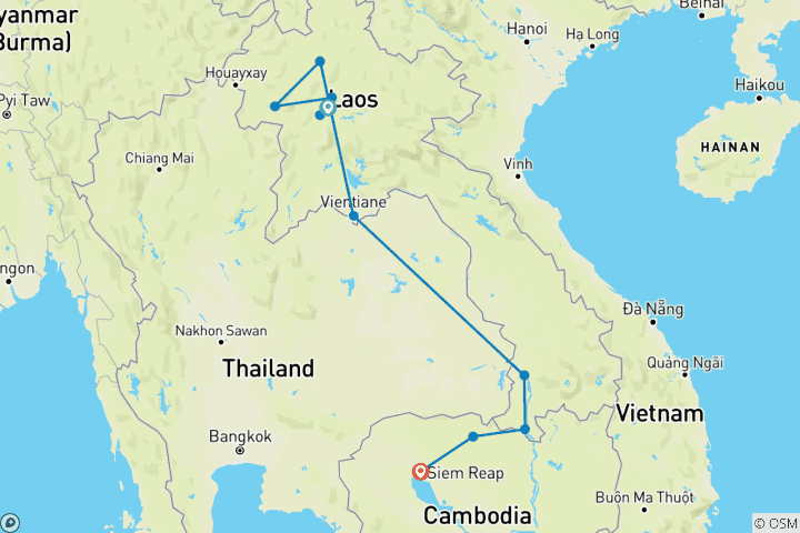 Carte du circuit Esprit du Laos et du Cambodge (Nouveau)