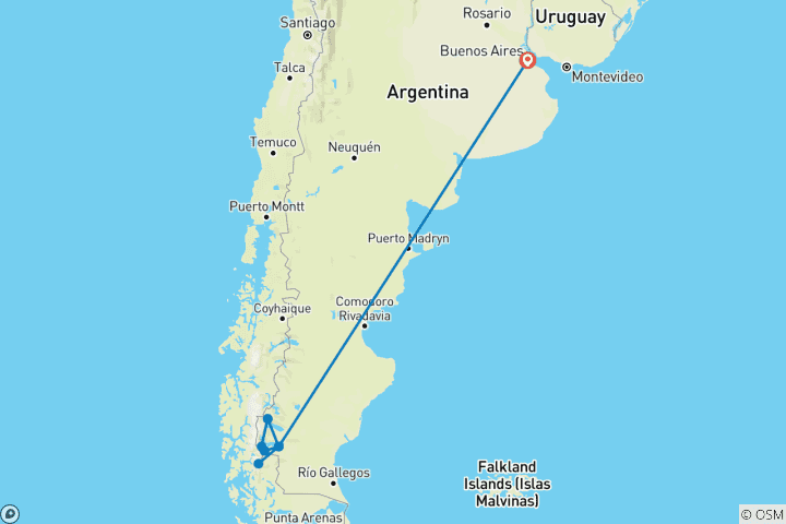 Map of Classic Patagonia Treks (2025)