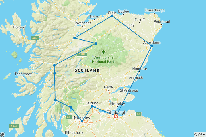 Carte du circuit Le meilleur de l'Écosse