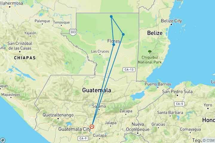 Map of Two days in the best of the Mayan world