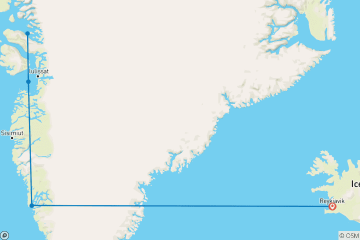 Carte du circuit Grand Groenland - Les géants de glace de la baie de Disko