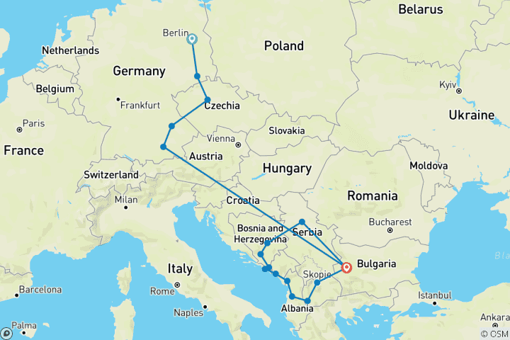 Kaart van Pracht van Europa & de Balkan – 4* hotels