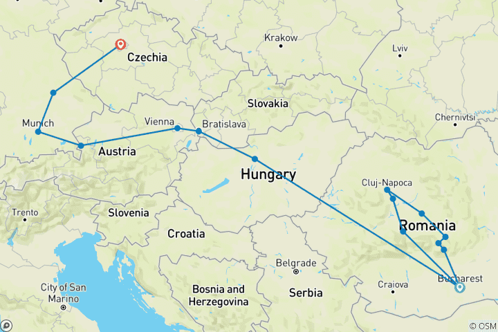 Mapa de Lo mejor de Europa central y del este (hoteles de 4 estrellas)