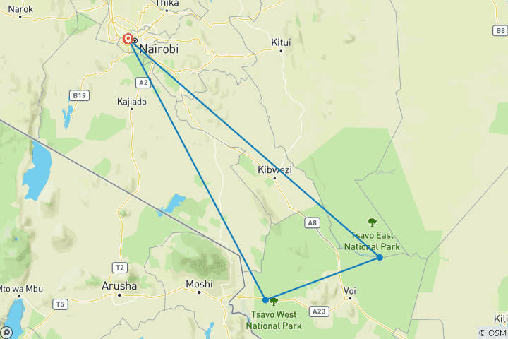 Carte du circuit Découvrez les merveilles de Tsavo