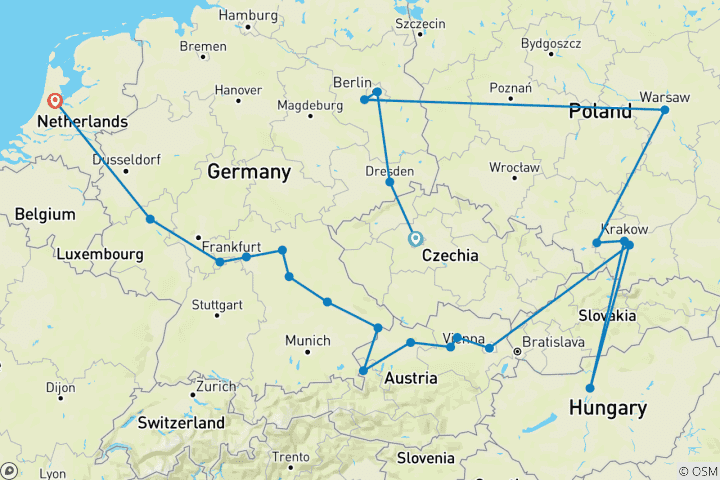 Map of Eastern Bloc with Magnificent Europe Prague → Amsterdam  (2025)