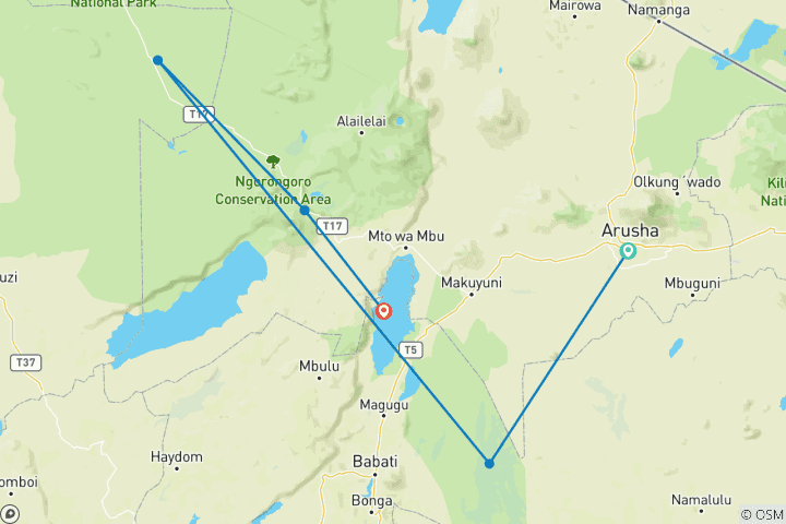 Mapa de Safari inolvidable de 7 días