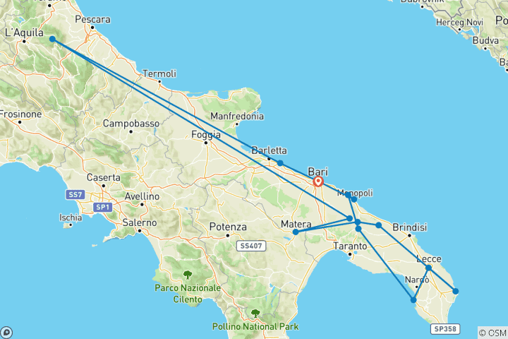 Map of Highlights of Puglia Small Group Tour - 9 Days