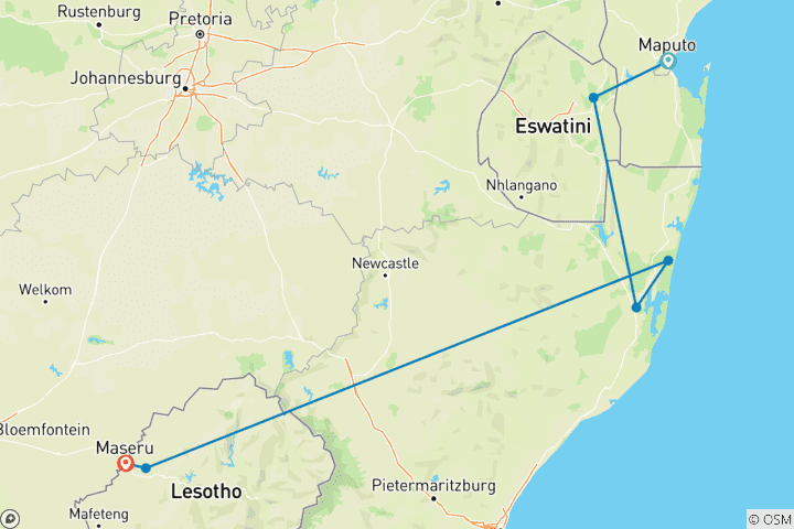 Kaart van Reis naar 2 Koninkrijken&2 Landen 12 dagen/11  (Comfort)