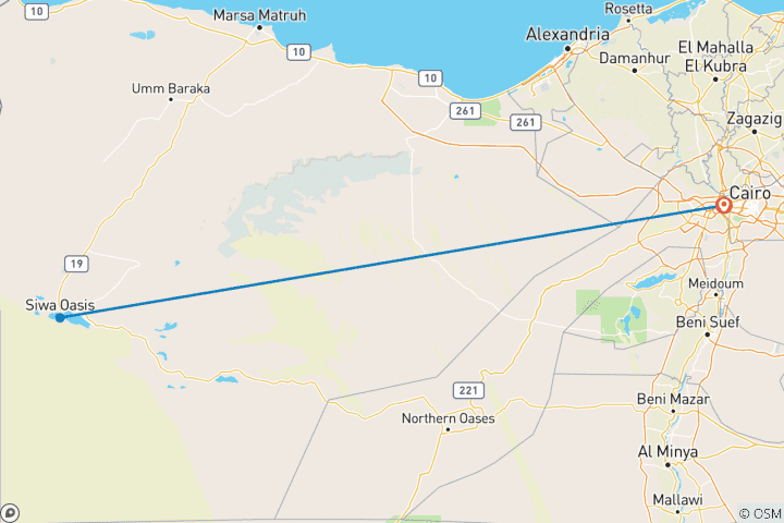 Carte du circuit 4 jours à l'oasis de Siwa : Sources, observation des étoiles et spiritualité