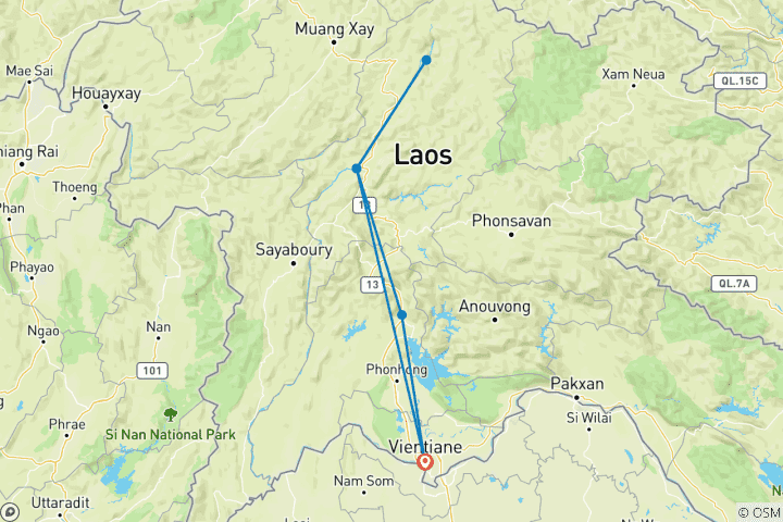 Map of Laos Intense: Gentle Giants & Local Life