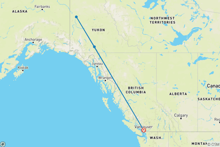 Carte du circuit Dawson City : L'expérience du Klondike en été à partir de Vancouver