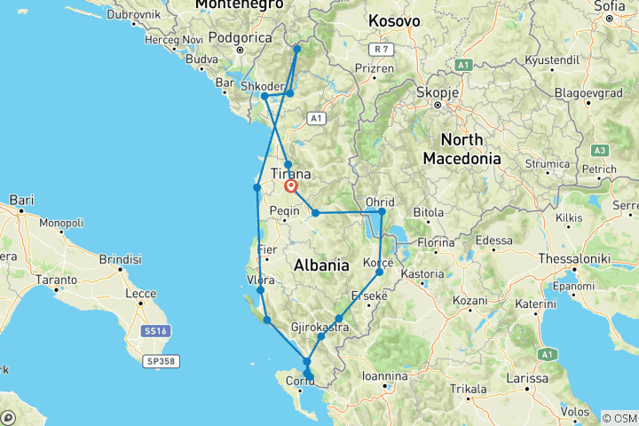Karte von Albanien: Die ausführliche Reise