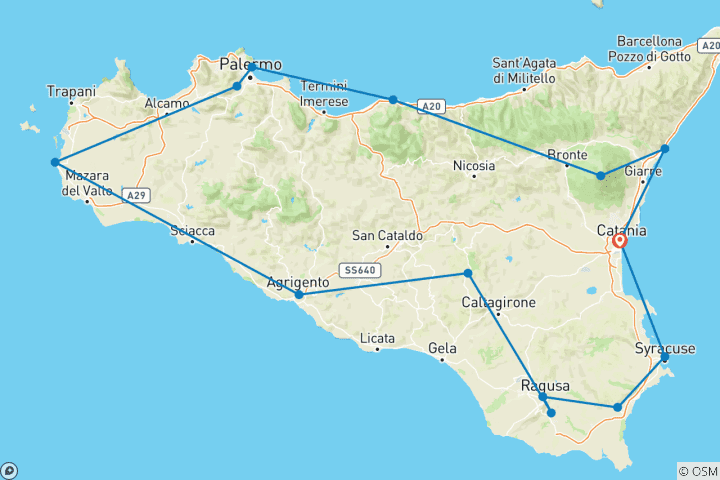 Carte du circuit Sicile classique - 8 jours