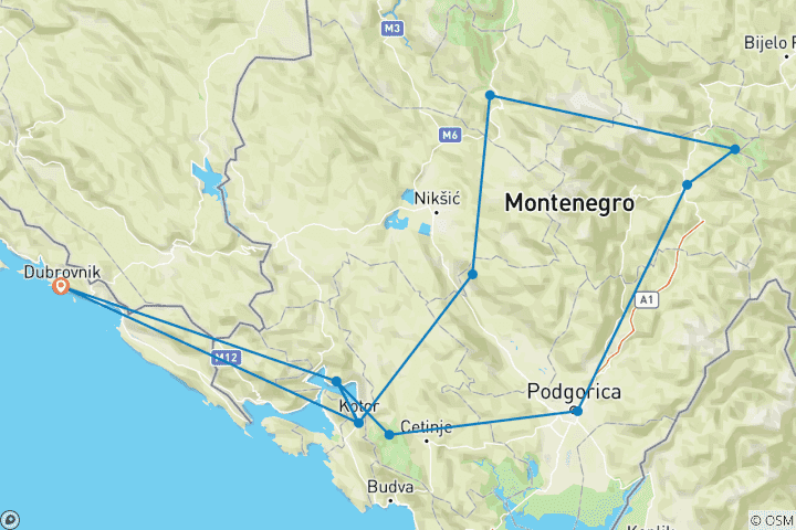 Map of Montenegro & Dubrovnik: Road Trip to a Cottage Adventure